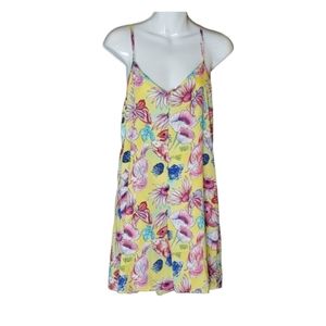 Doo b doo b floral fruit rabbit butterfly yellow print romper size Large